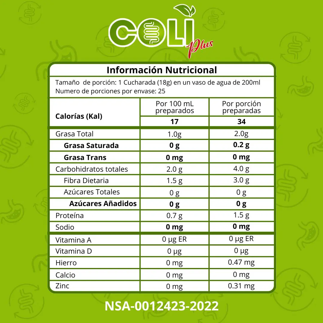 Tabla Nutricional Coli Plus