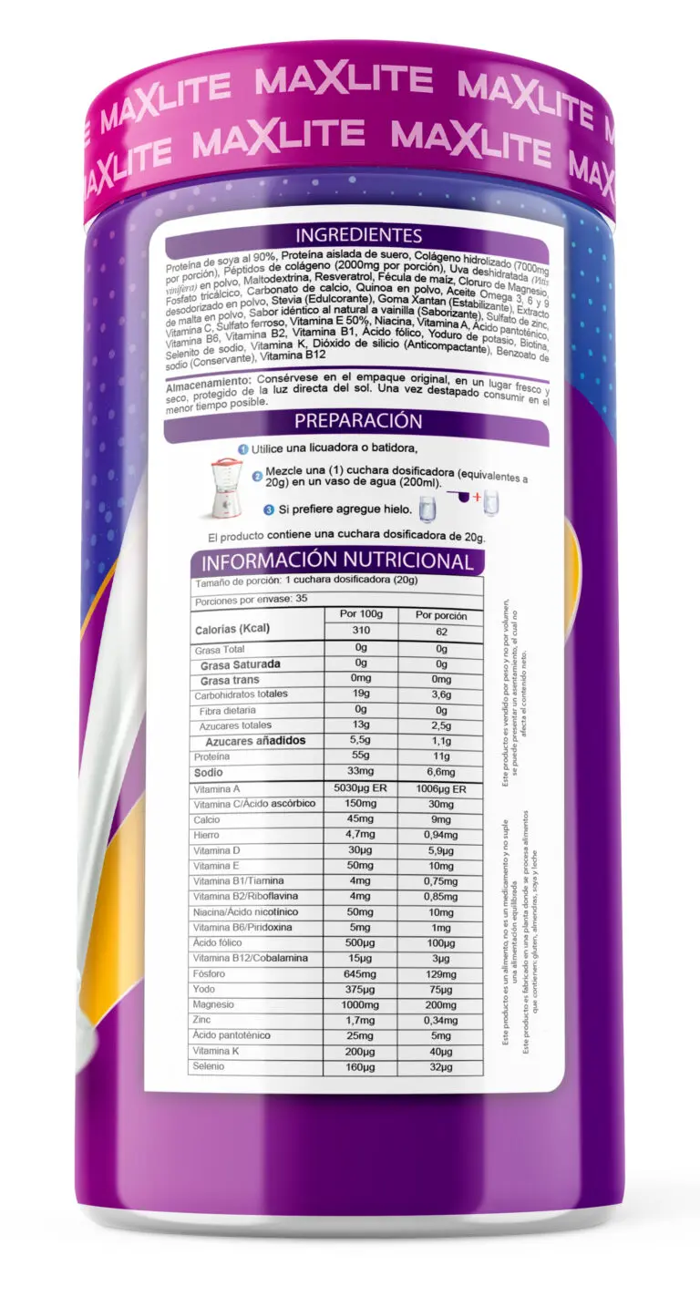 Tabla nutricional MAXLITE