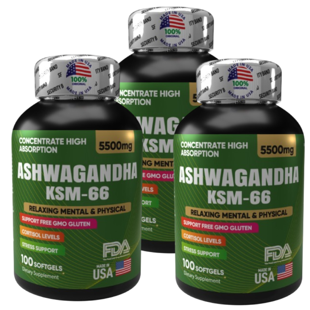 Paquete 3 frascos Ashwagandha KSM-66