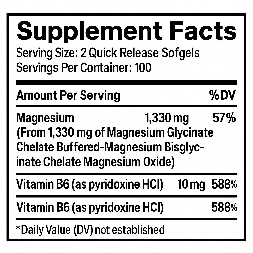 Tabla Nutricional Glicinato de Magnesio